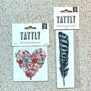 Tattly Fake Tattoo Set - Floral Heart & Feather